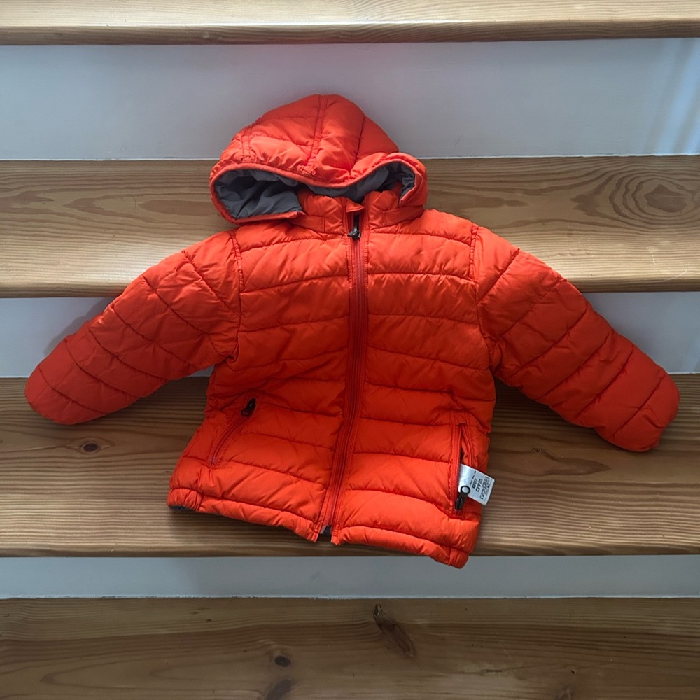 GAP Kids Orange and Gray Puffer Jacket